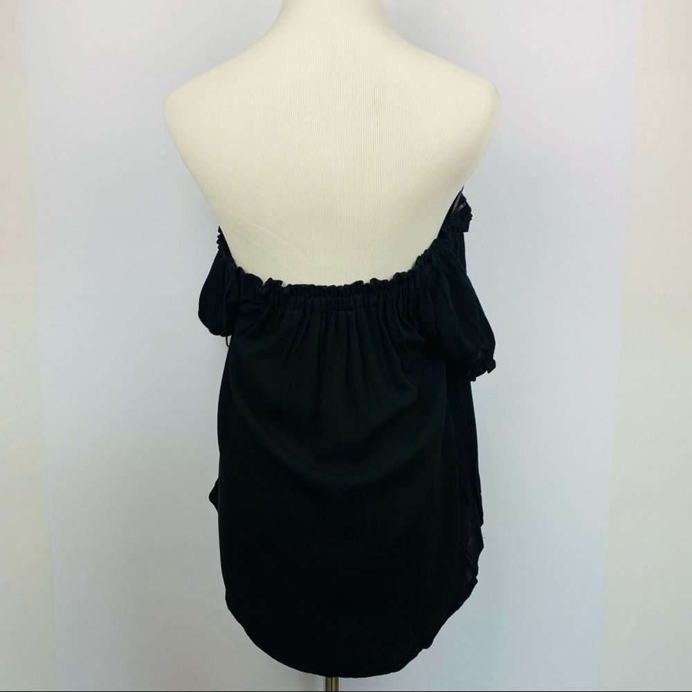 NEW ZANDER THREADS BLACK OFF THE SHOULDER BOHO TOP - Picture 7 of 12
